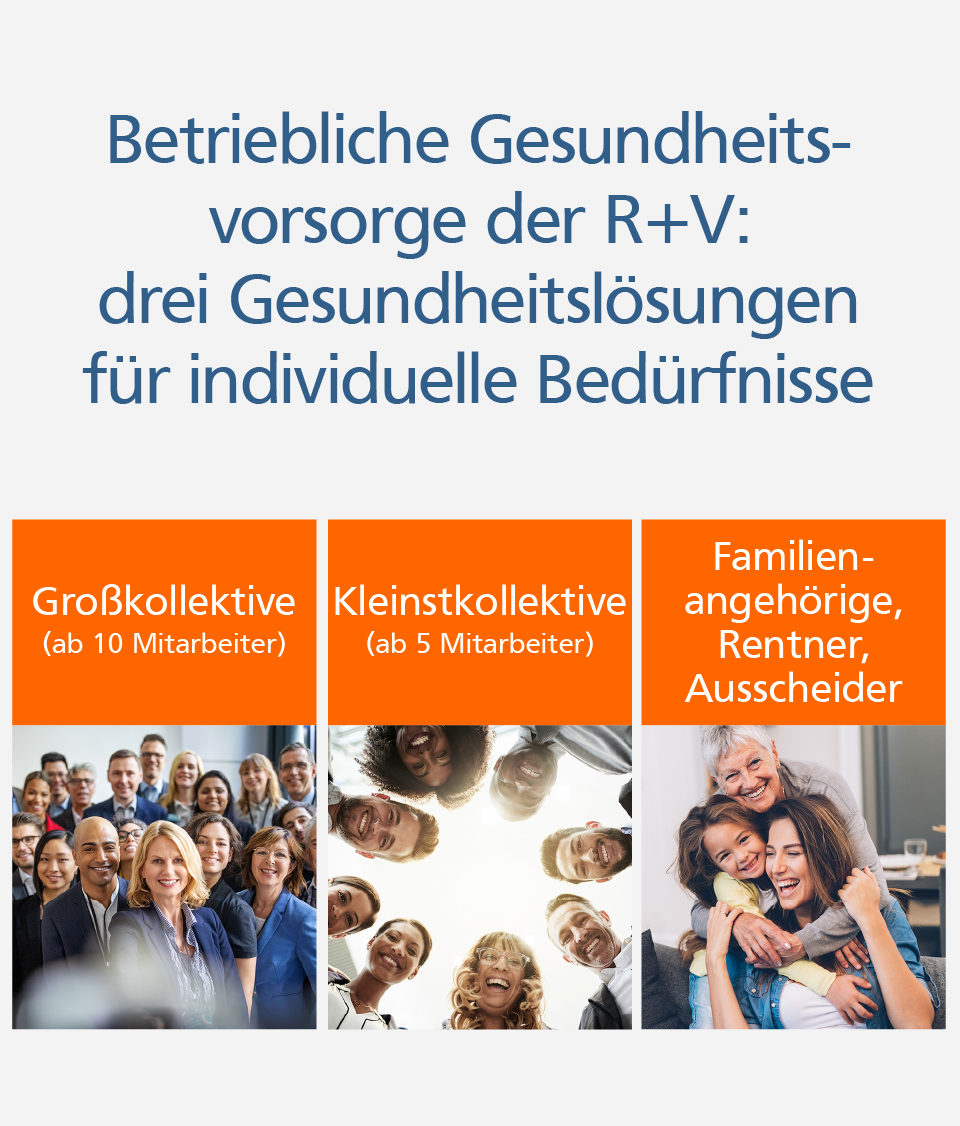Drei Gesundheitslösungen für individuelle Bedürfnisse Grafik: drei Gesundheitslösungen für individuelle Bedürfnisse